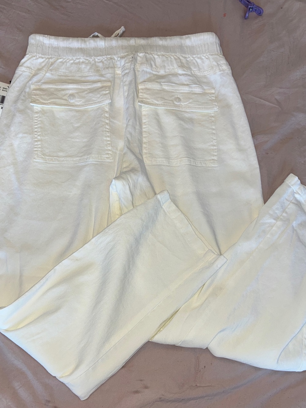 KUT From The Cloth White Linen Cargo Drawstring Pants - Picture 9 of 13
